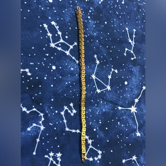 NWOT Men's Tennis Gold Plated Rhinestone Tennis Bracelet - Picture 4 of 5